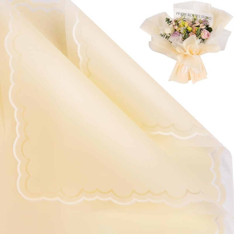 FUHITIM 20 Sheets Flower Wrapping Paper - Waterproof Floral Bouquet Wrapping Paper, Florist Supplies Packaging Paper for Wedding Birthday Gift DIY Crafts (Light Yellow) - Image 1